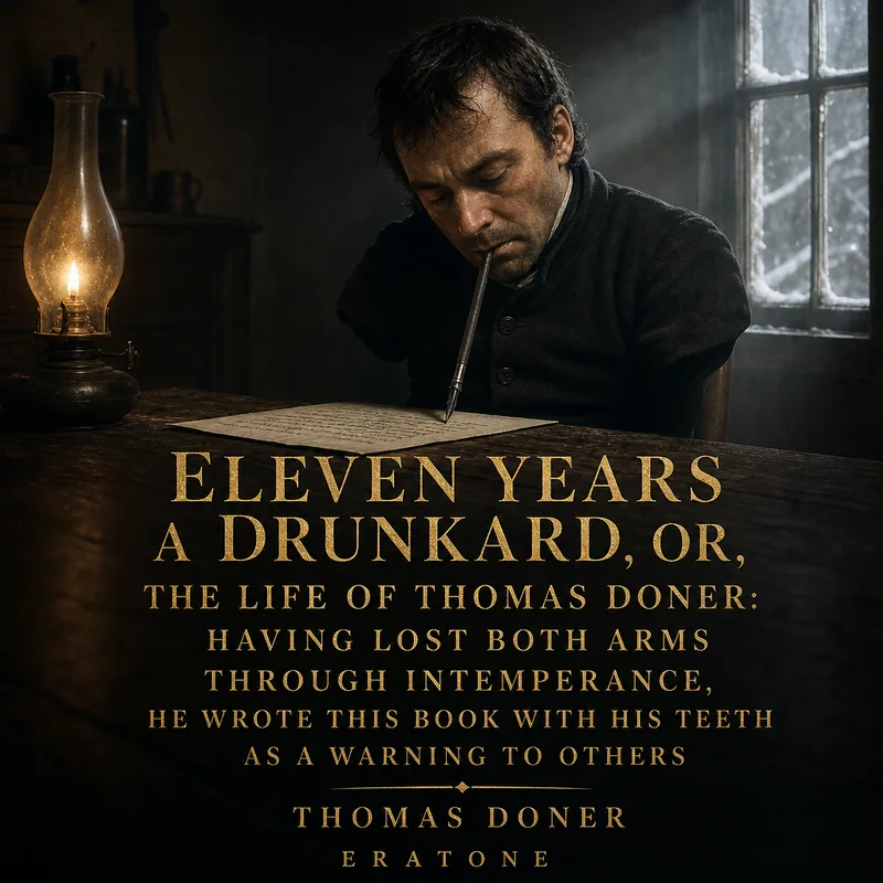 Eleven years a drunkard, or, The life of Thomas Doner: having lost both arms through intemperance, he wrote this book with his teeth as a warning to others